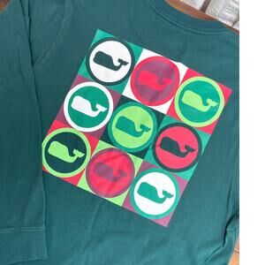 Vineyard Vines Green Graphic Holiday Themed Long Sleeve Shirt Kids Size XL (18)